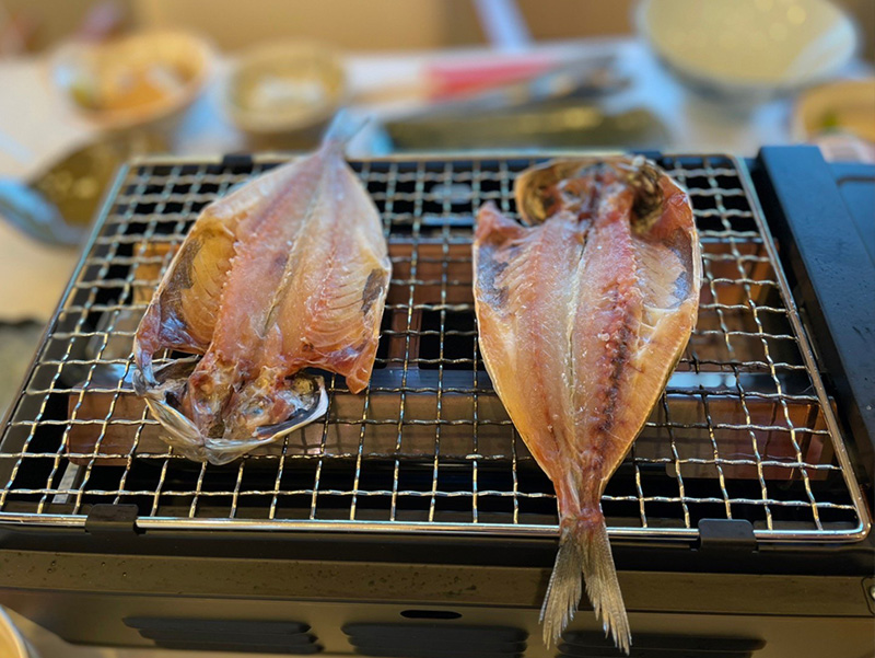 朝食 アジの干物